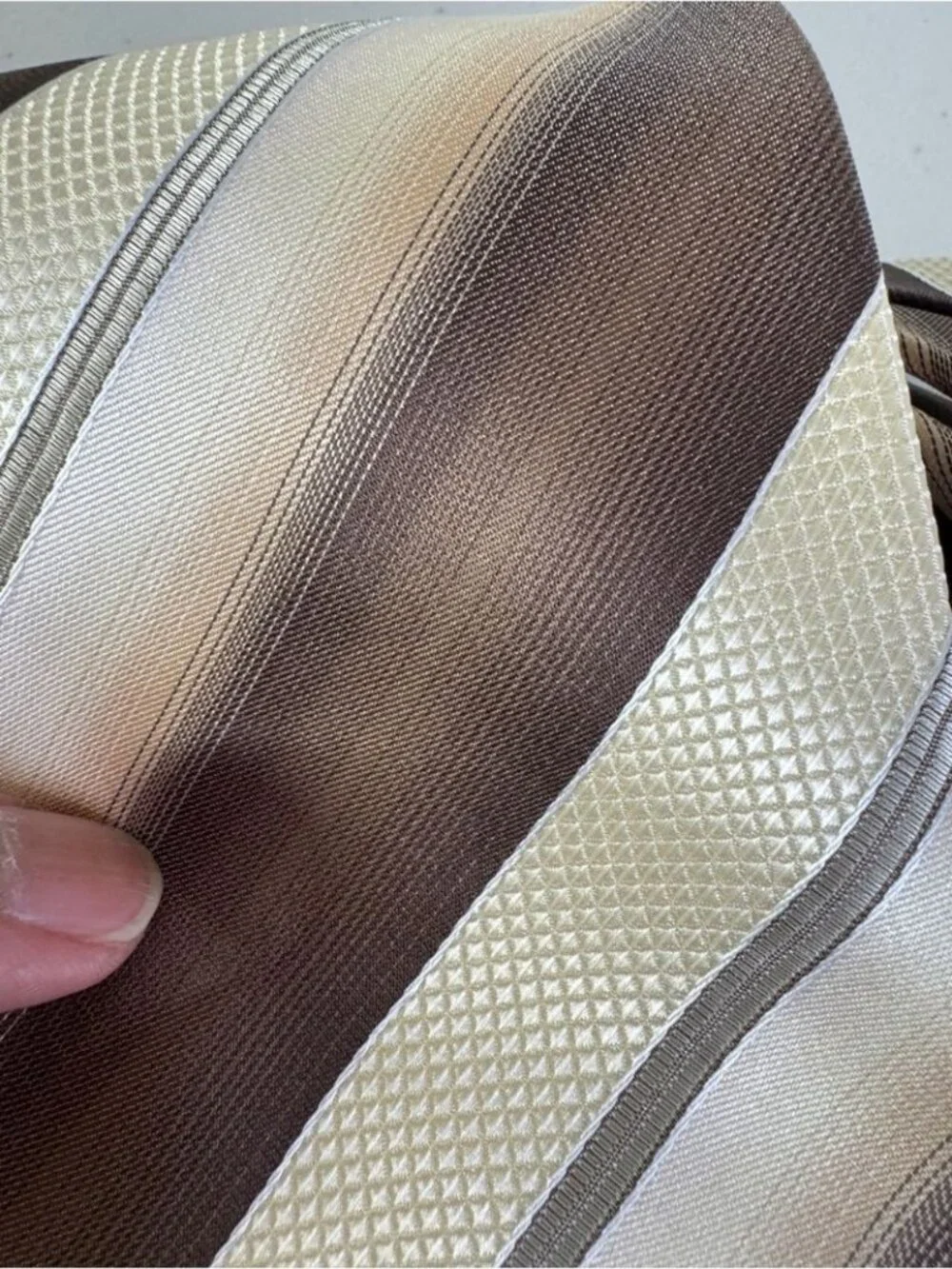 Valentino Cravatte Striped Brown Gold Silk Tie Luxury Designer Classic Wedding
